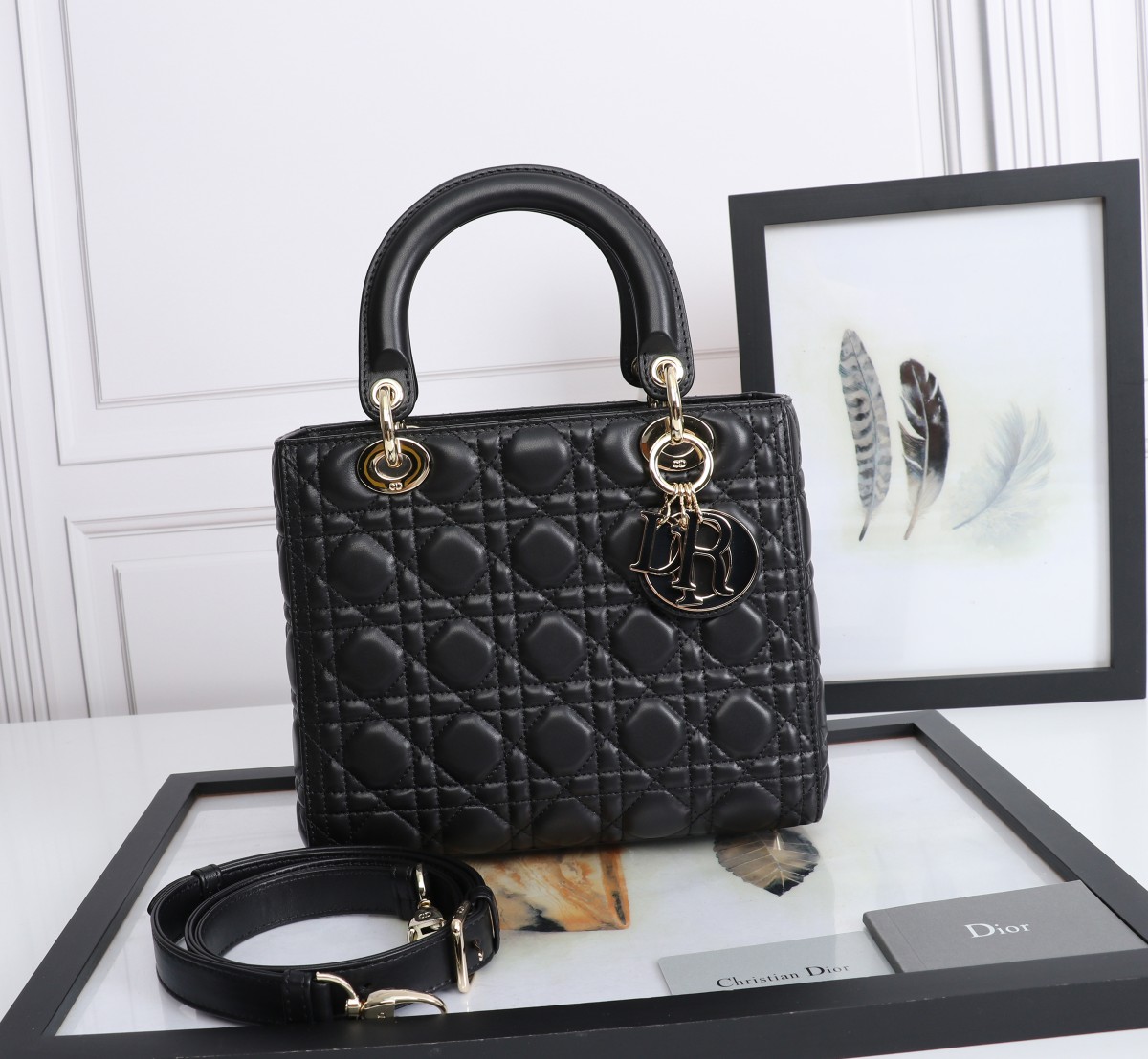 Medium Lady Dior Bag Black Cannage Lambskin